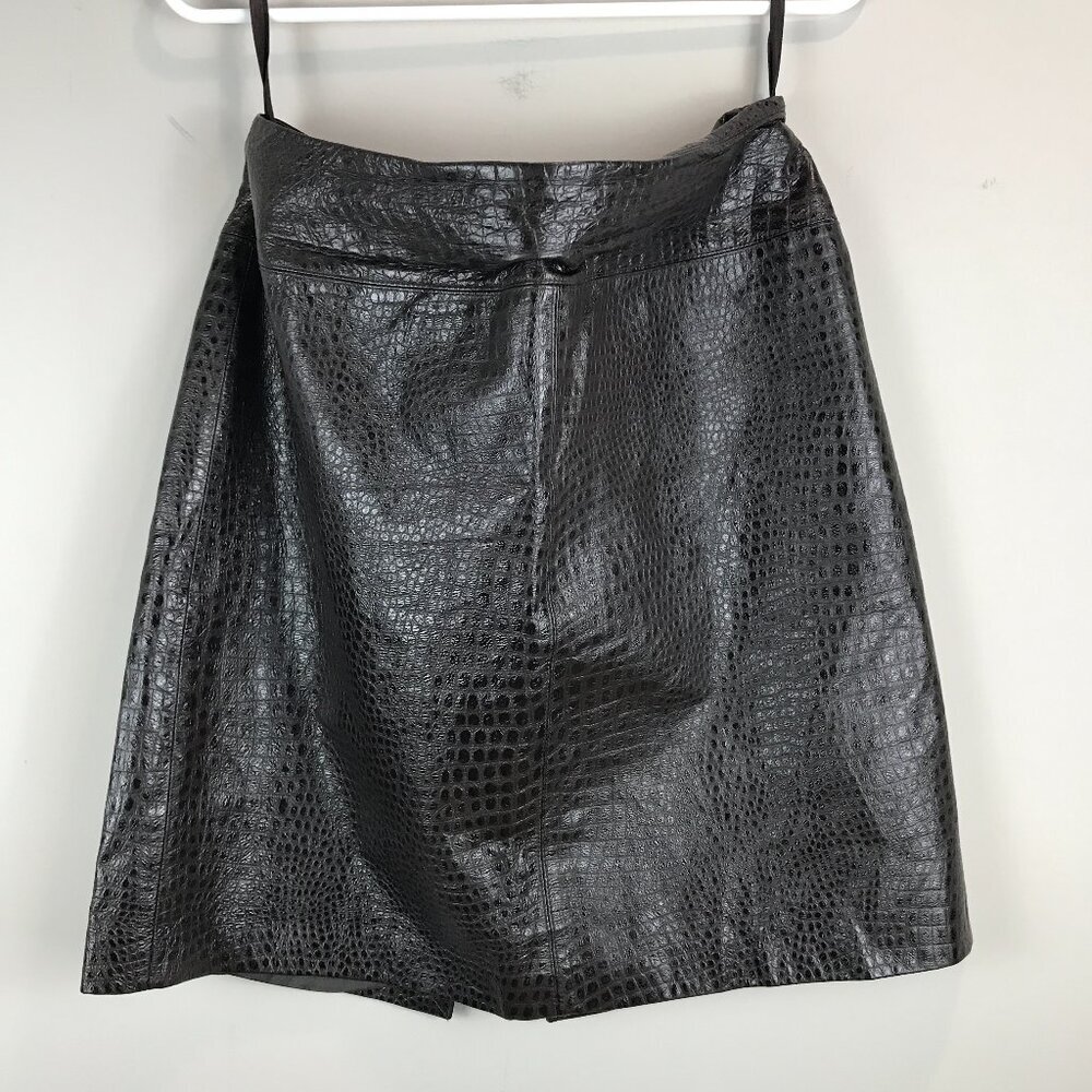 Women's Brown Valerie Stevens Reptilian Embossed Leather Skirt Size 12